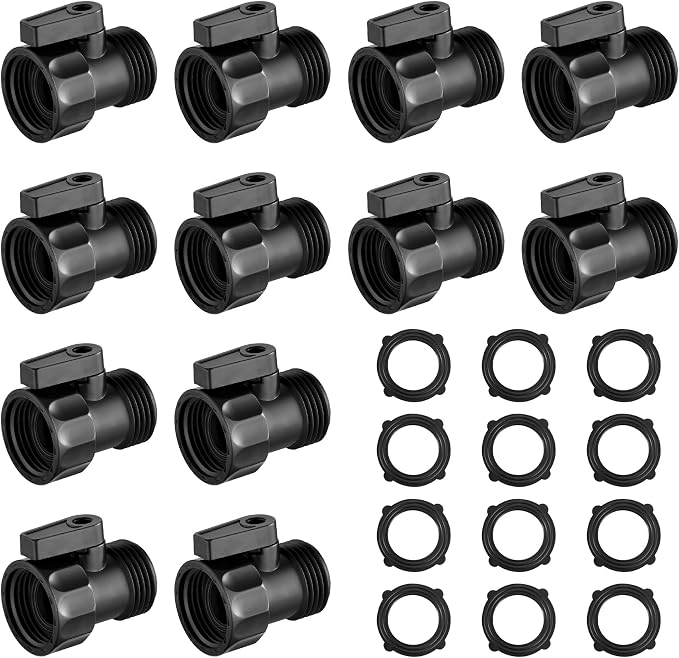 12 PCS 3/4'' Plastic Garden Hose Shut Off Valve, Water hose Shut-Off Ball Valve by Vtenyeo