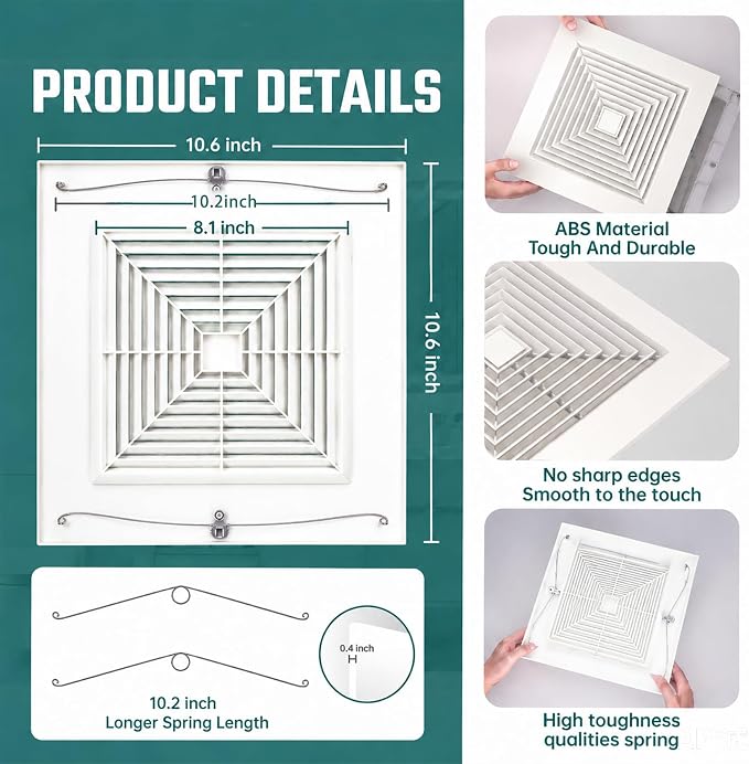 10.6" Bathroom Exhaust Fan Cover, Grille Replacement Parts - Image 3