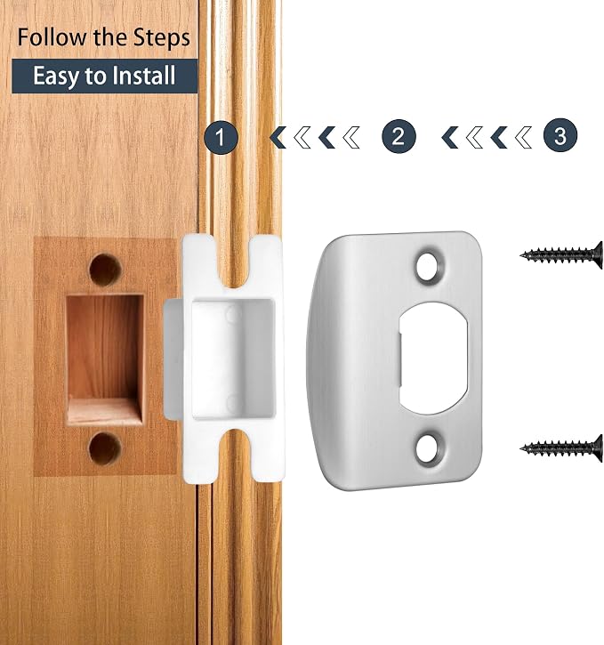 Door Strike Plate for Interior Doors, Brushed Nickel, 2 Pack | 2-1/4"x1-3/4" - Image 4