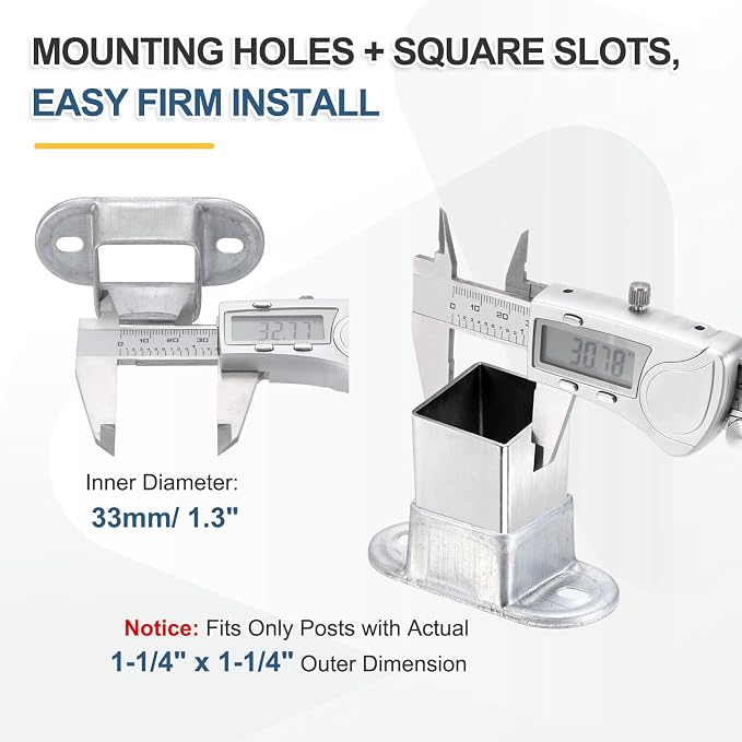 uxcell 20 Pack Square Post Flange Base, Fits 1.3x1.3 Square Tube Galvanized - Image 3