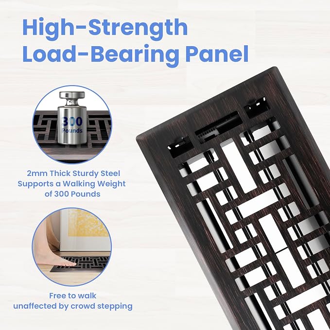 Howeall 4x10 Inches 2 Pack Heavy Duty Walkable Floor Register Easy Adjust Air - Image 2