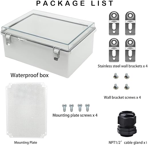 Waterproof Electrical Box, IP67 Junction Box Stainless Steel Latch Hinged Clear - Image 5