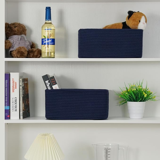 3 Pack Storage Baskets for Organizing, 13.7×9.5×6.3", Cotton Rope Basket for - Image 7