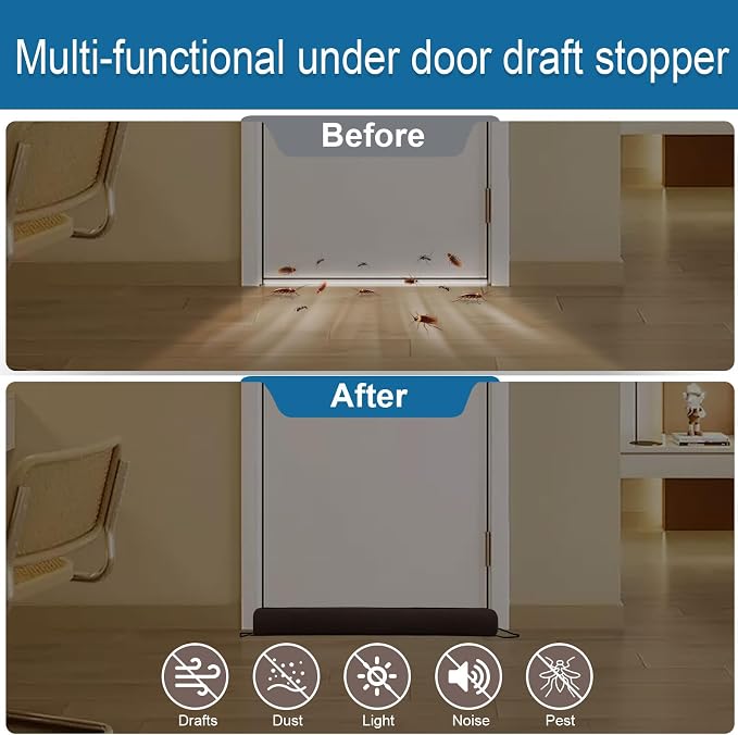 34 Inch Door Draft Stopper, Blocks Hot Cold Air - Image 4