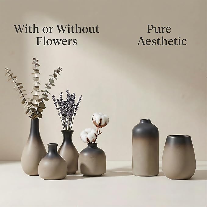 Ceramic Bud Vases, Rustic Small Vase Set of 11, Mini Pottery Vases - Image 6