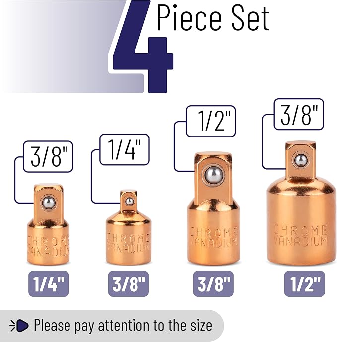 Bates- Impact Socket Adapter and Reducer Set, Rose Gold, Impact Socket Adapter - Image 2