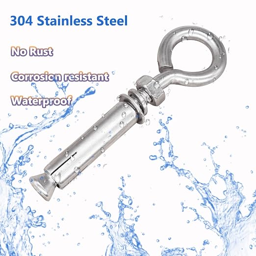 5/16" X 4-3/16" Expansion Concrete Wall Anchors Eyebolt Screw, Heavy Duty 304 - Image 4