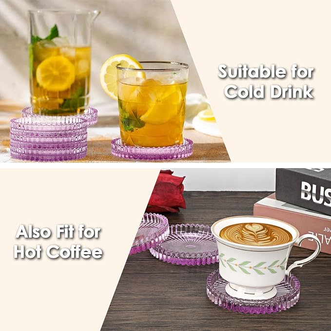 Modern Clear Coaster Set of 5- Glass Coasters - Image 5