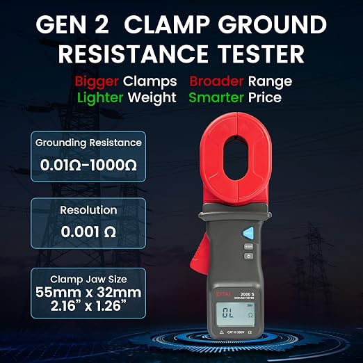 EITAI2000-S Gen2 Clamp Ground Earth Resistance Meter Tester, 0.01Ω-1000Ω - Image 2