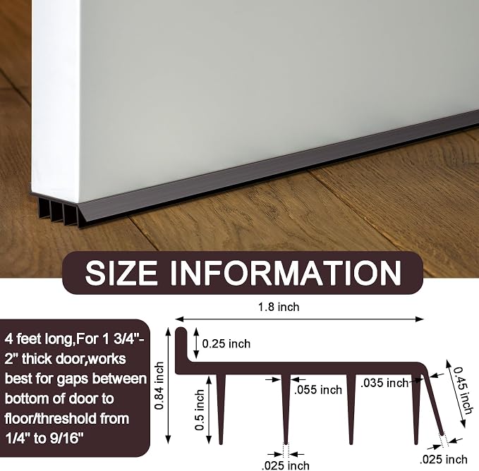 4 Pcs 4 Feet Brown Vinyl Door Bottom Adjustable Weatherstrip Door Bottom - Image 2