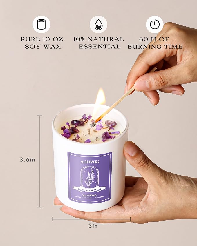 AOOVOO Lavender Scented Candle Set 2 Pack - Image 2