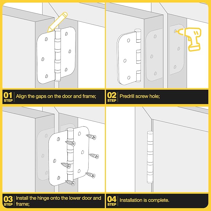 KOLET Ball Bearing Door Hinges, 3.5 Inches, 5/8" Radius, Matte Black, 3 Pack | - Image 6