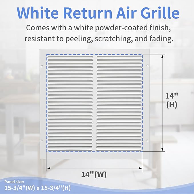 Howeall 14"W x 14"H Steel Return Air Grille, Air Return Vent Cover - Image 3