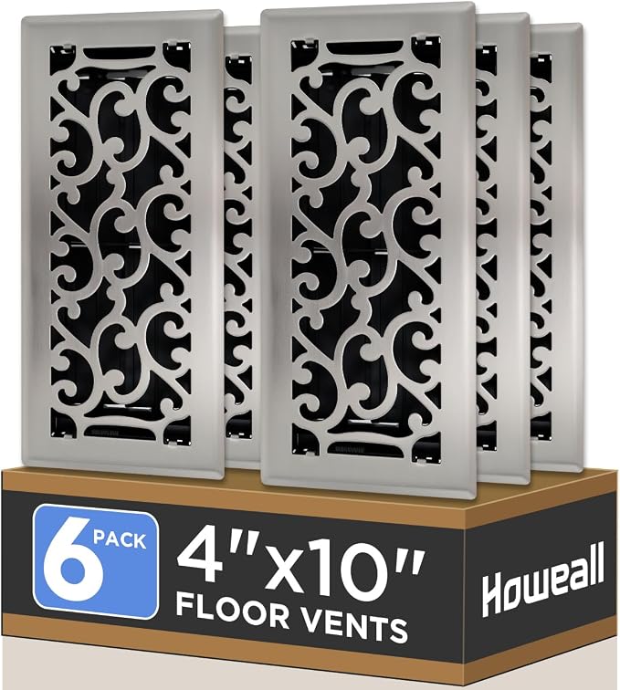 Howeall 4x10 Inches 6 Pack Heavy Duty Walkable Floor Register by Howeall