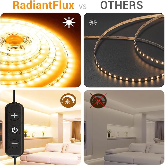 RadiantFlux Warm White LED Strip Lights, 2 Sets 65ft Flexible Ambient Lighting - Image 3