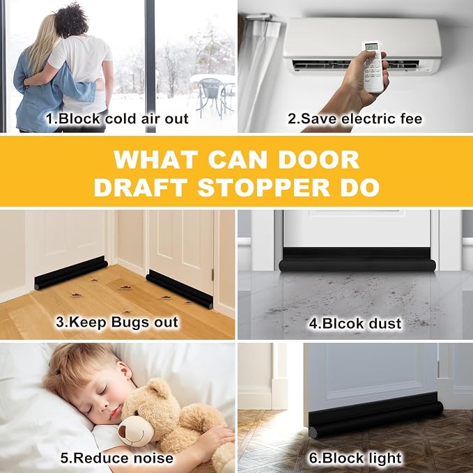 HomeProtect Door Draft Stopper 2 Pack Adjustable, Door Sweep - Image 4
