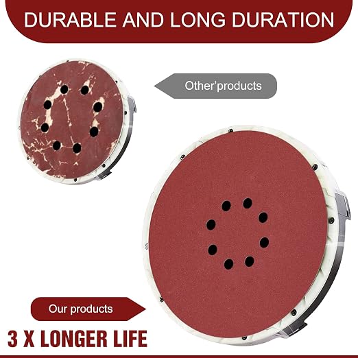 Awutzut 9 inch Sanding Discs 60 Grit 8 Holes Hook and Loop Sandpaper - Image 6