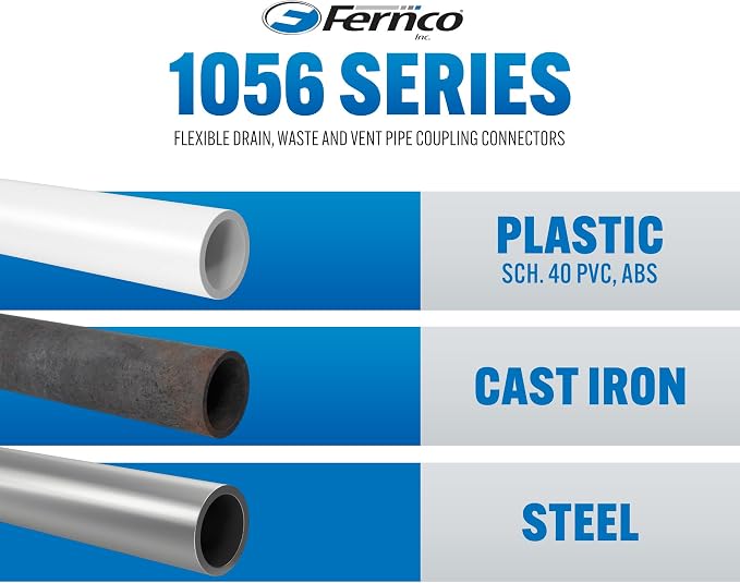 Fernco 1056-22 Flexible Pipe Coupling 2” CI/Plastic/Steel to 2” CI/Plastic/Steel - Image 5