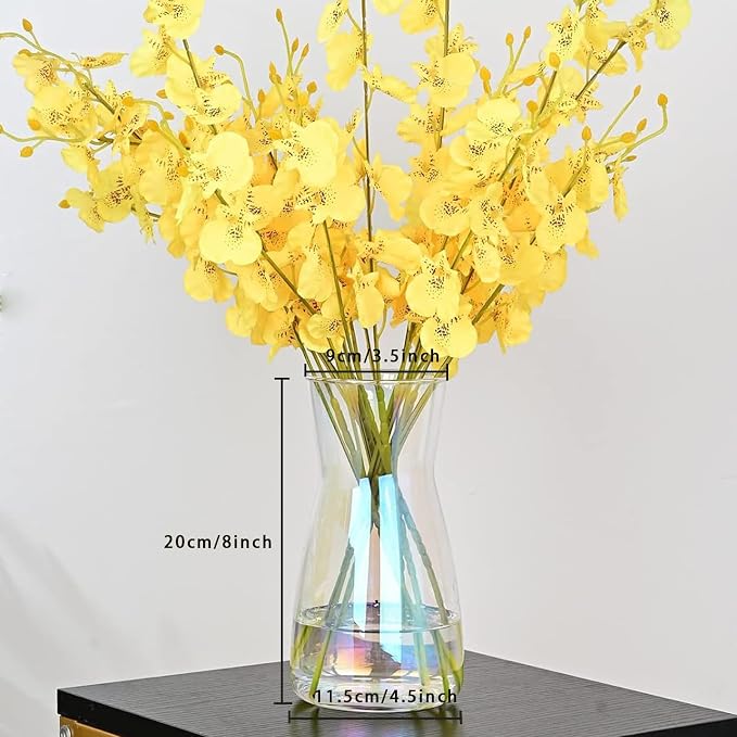 8 Inch Iridescent Glass Vase for Flowers, Modern Boho Table Decor | Farmhouse - Image 4