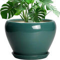 Ceramicfor Ceramic Planter for Indoor Plants 10 Inch, Glaze Round Decorative by Ceramicfor