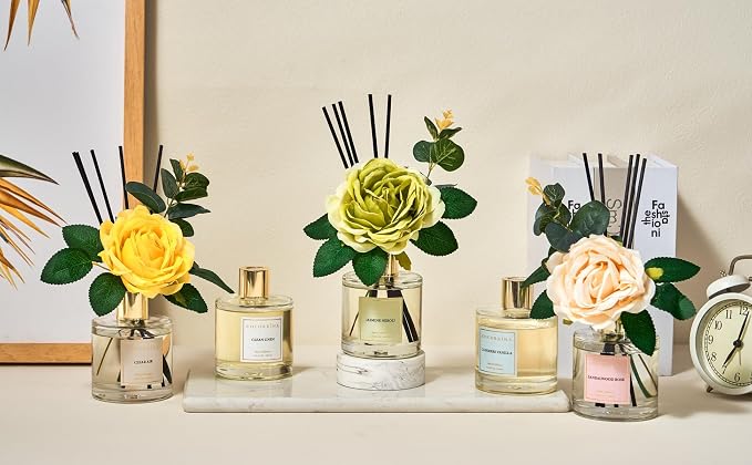Cocorina Reed Diffuser Set, Flower Reed Diffuser Cashmere Vanilla, Scented - Image 3