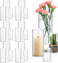 24 Pack Glass Cylinder Vases 4, 10 Inch Tall Clear Flower Vase Hurricane by Homjoy