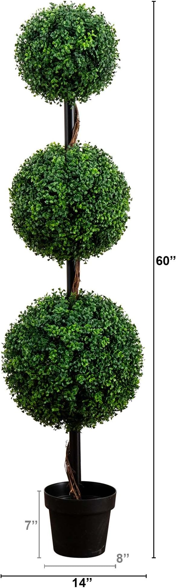 Nearly Natural 5 ft Artificial Triple Ball Boxwood Topiary Tree Floor Plant | - Image 2