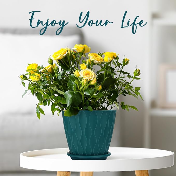YNNICO 6 inch Plant Pots, 5 Pack Flower Pots Outdoor Indoor, Planters - Image 3
