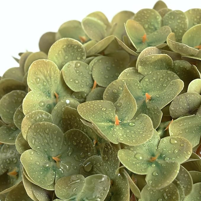 Green Hydrangea Artificial Flowers, Faux Hydrangea Flowers Outdoor, Latex - Image 2