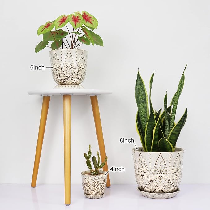 Gepege 8 Inch White Ceramic Plant Pot - Image 4