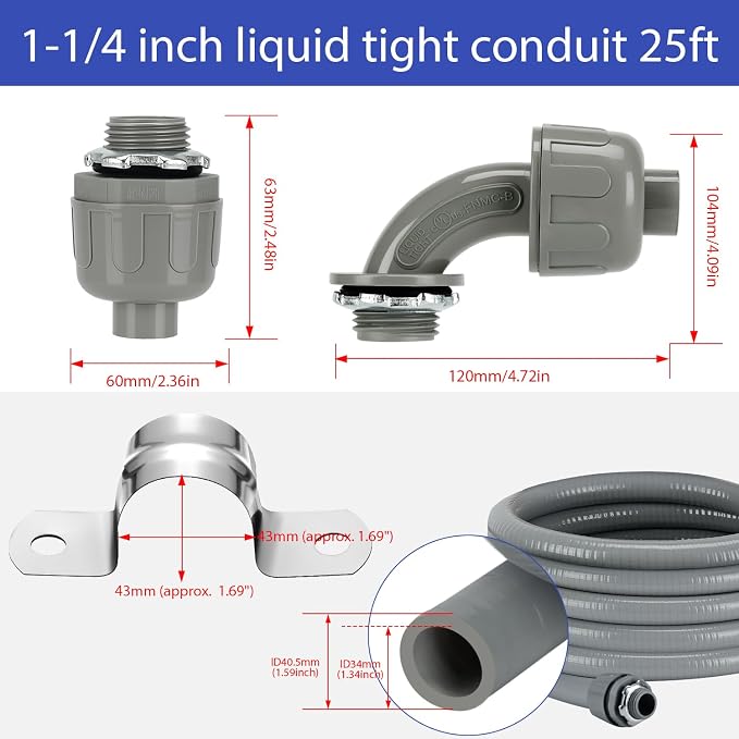 Liquid-Tight Conduit Connector Kit, Flexible Non Metallic Liquid Tight - Image 3