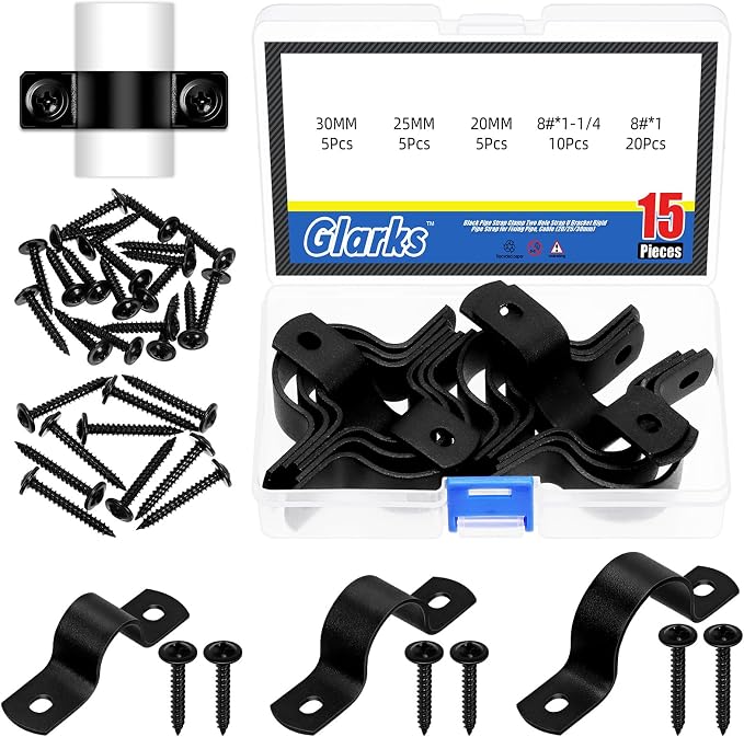 Glarks 15pcs 20/25/30mm Pipe Strap Clamp by Glarks