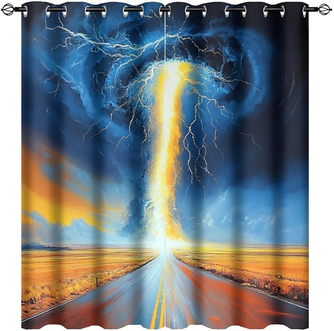Gothic Tornado Clouds Road Blackout Curtains by StyleYourHomeLoveYourSpace
