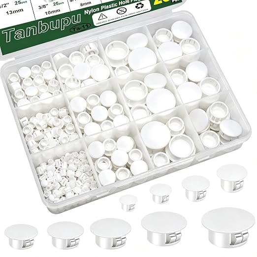 200Pcs 9 Sizes Nylon Plastic Hole Plugs 1/5" 1/4" 5/16" 3/8" 1/2" 5/8" 3/4" by Tanbupu