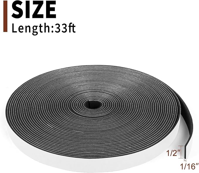 Yotache High Density Foam Tape Neoprene Weather Stripping 1/2" x1/16 | - Image 4