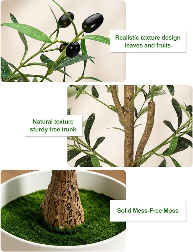 Olive Trees Artificial Indoor 7Ft Tall Faux Plants Large Fake Olivos Tree | - Image 3