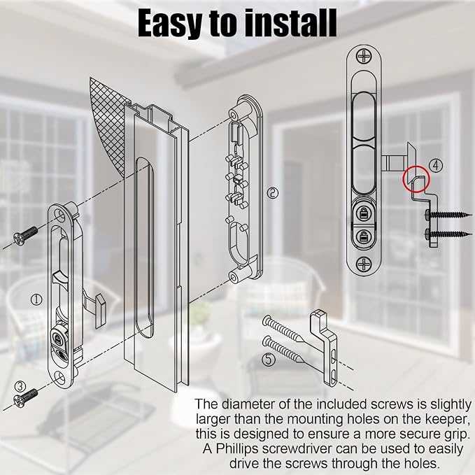 Sliding Screen Door Latch | Zinc Alloy Handles, 5-1/8" Mounting Holes, - Image 4