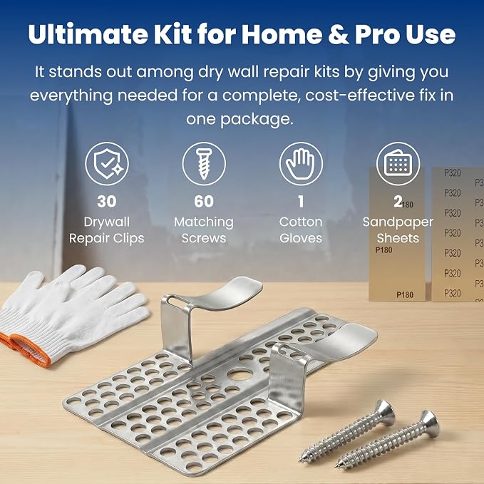 30 Pack Drywall Repair Clips, 1/2 Inch Stainless Steel Drywall Patch Kit | - Image 7