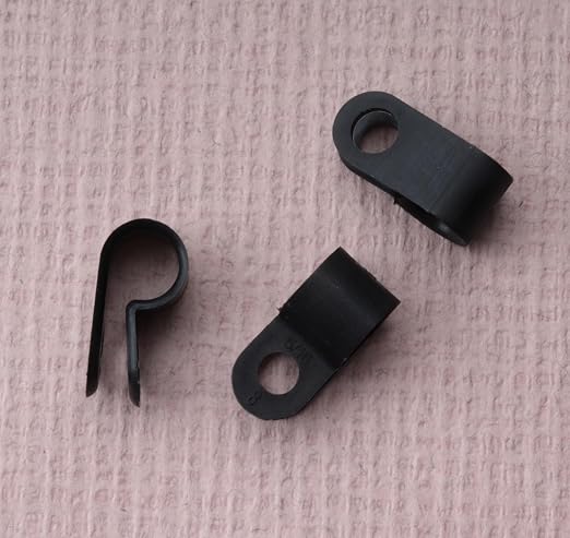 SOWAKA 50 Pcs Cable Clamp 1/8 Black R Type Nylon Screw Mounting Cable Fastener - Image 5
