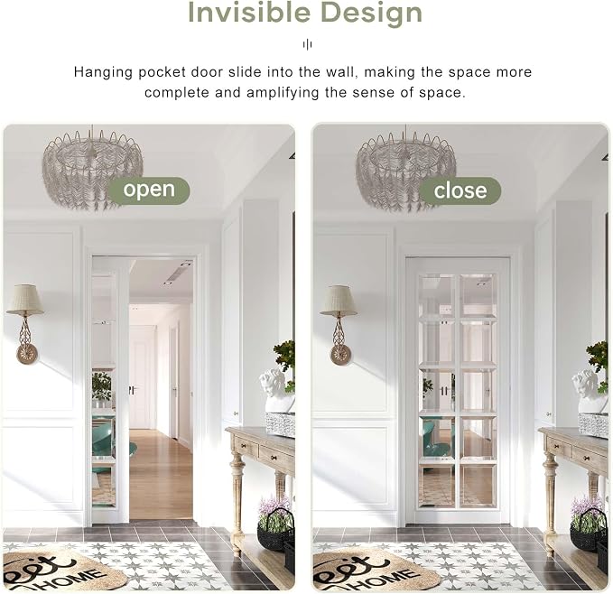 6FT/72in Sliding Pocket Door Hardware Kit, Commercial Grade, Aluminum Box Rail - Image 4