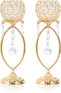 2 Pcs Gold Elegant Metal Crystal Tea Light Candle Holders by kehail