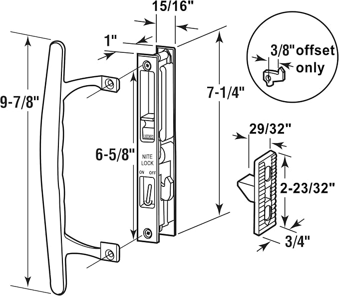 ACEPLANET Flush Mount Non-Keyed Sliding Glass Door Handleset, 6-5/8" H.C. - Image 2