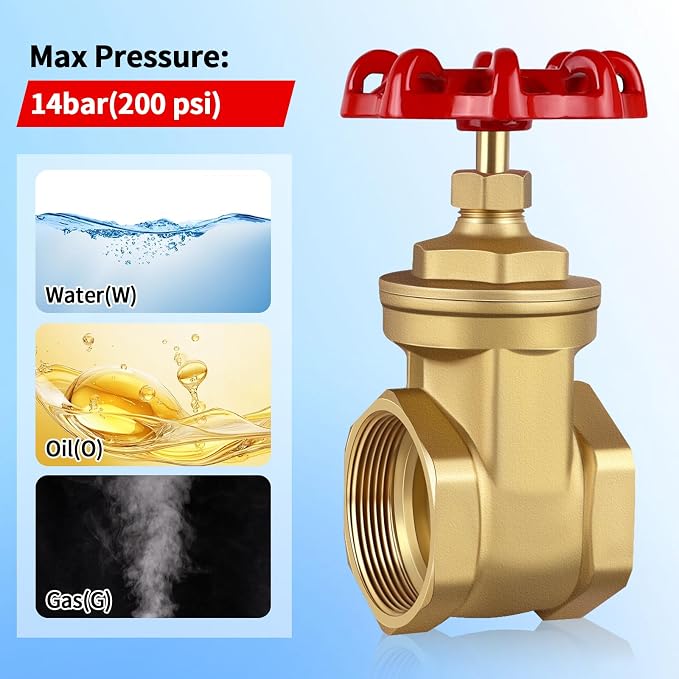3’’ NPT Brass Gate Valve, 200 WOG Manual Rotary Sluice Valve - Image 5