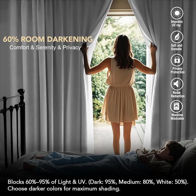 H.VERSAILTEX White Curtains Thermal Insulated Window Treatment Panels Room - Image 7