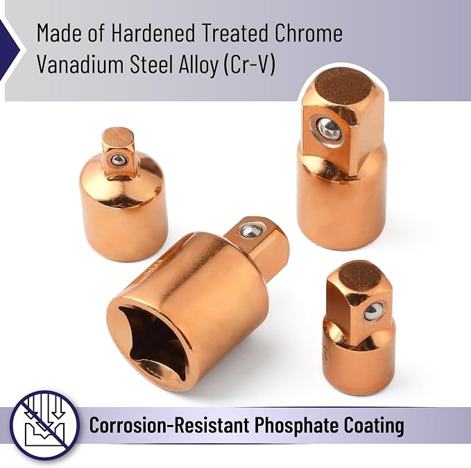Bates- Impact Socket Adapter and Reducer Set, Rose Gold, Impact Socket Adapter - Image 3