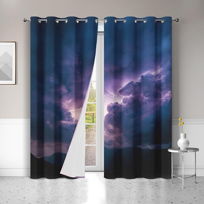 Lightning Curtains 72 Inches Long, Thunderstorm Blackout Curtains - Image 2