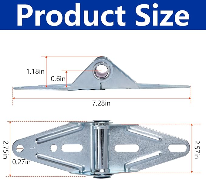 2 Pcs 18 GA Narrow Body Hinges, Rustproof Garage Door Hinge Replacement | - Image 2