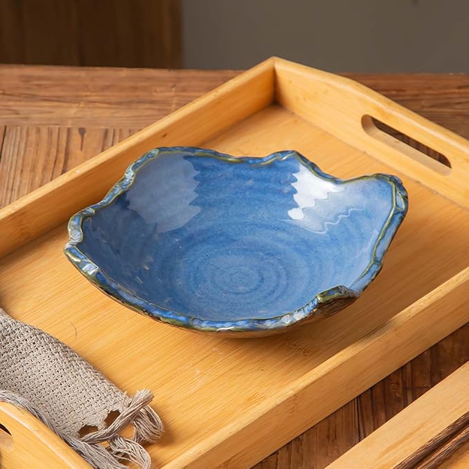 8" Small Ceramic Decorative Bowl 1 Pice – Irregular Rim Reactive Glaze Candy - Image 5