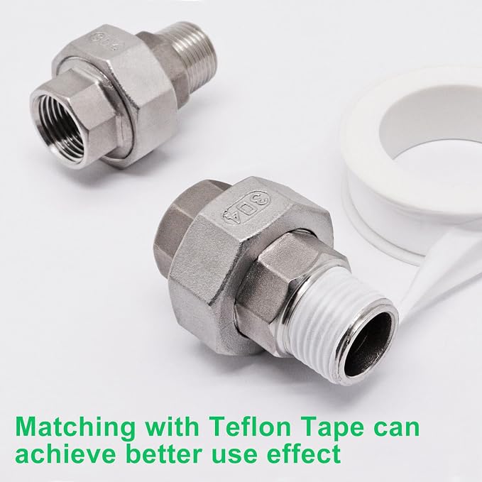 2Pcs Cast Pipe Fittings Union, 1/2" NPT Female x 1/2" NPT Male Thread 304 - Image 4