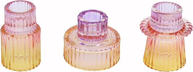 Vixdonos Glass Candlestick Holders Tealight Candle Holders by Vixdonos